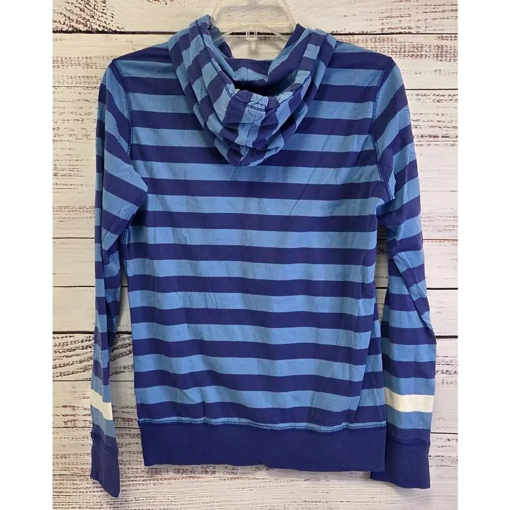 Nike Athletic Dept Striped Hooded Long Sleeve Shirt Womens Large Blue Purple